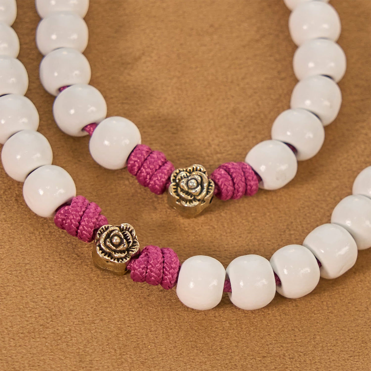 Grace - Infused Rosary: Handmade White Bead Rosary with Mary's Medal and Floral Accents