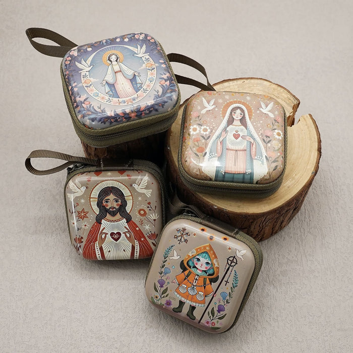 9 Patterns Cartoon Style Square Rosary Cases: A Beautiful Blend of Faith and Function