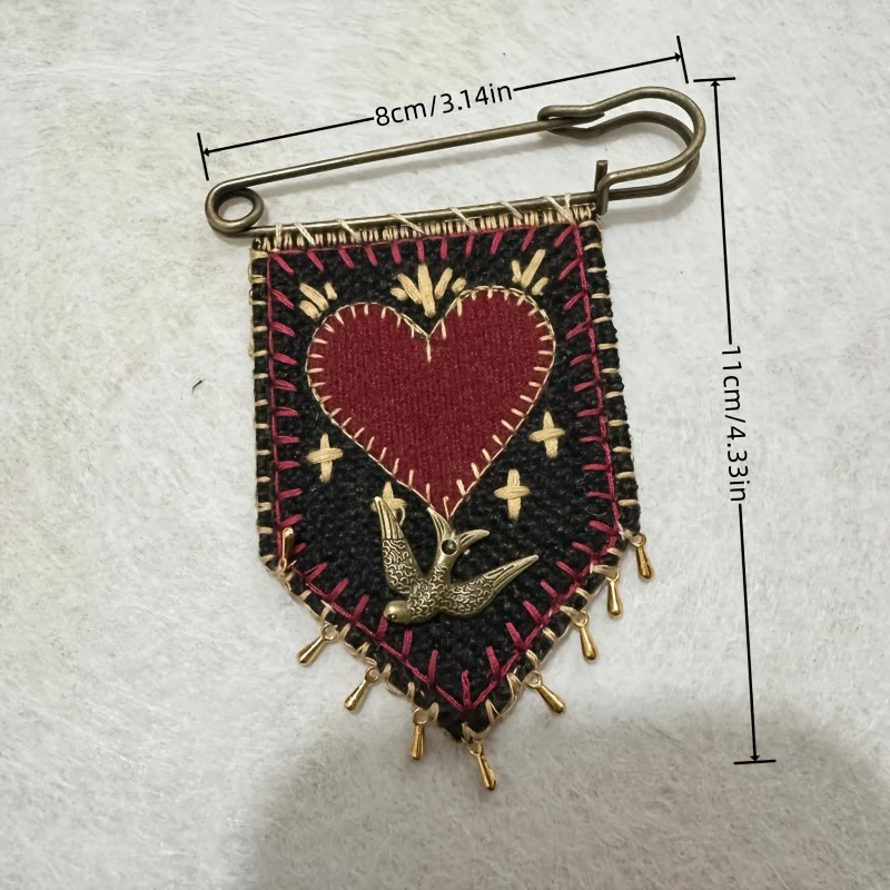 Hand-Embroidered Hope Protection Pocket Brooch