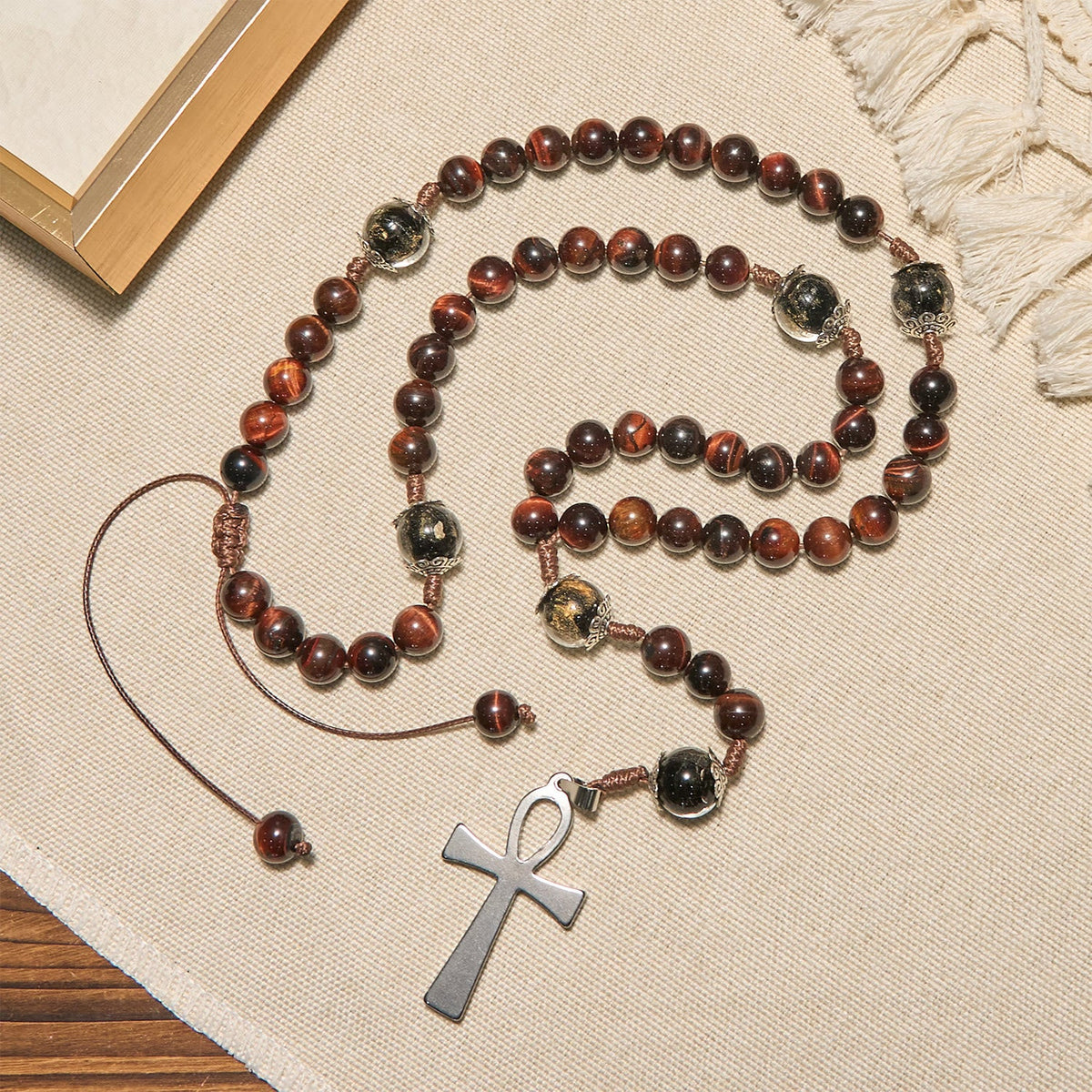 PRAYERFUL FAITH: Handmade Wooden Beads Rosary & Necklace 2-in-1 with Gift Card