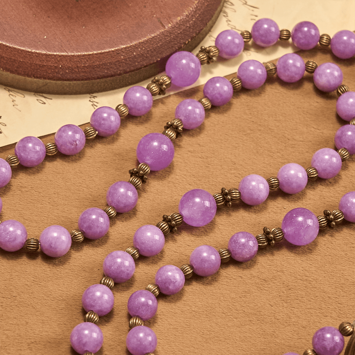 Purple Garnet Chalcedony Rosary with Crucifix & St. Benedict: Graceful Spiritual Bond