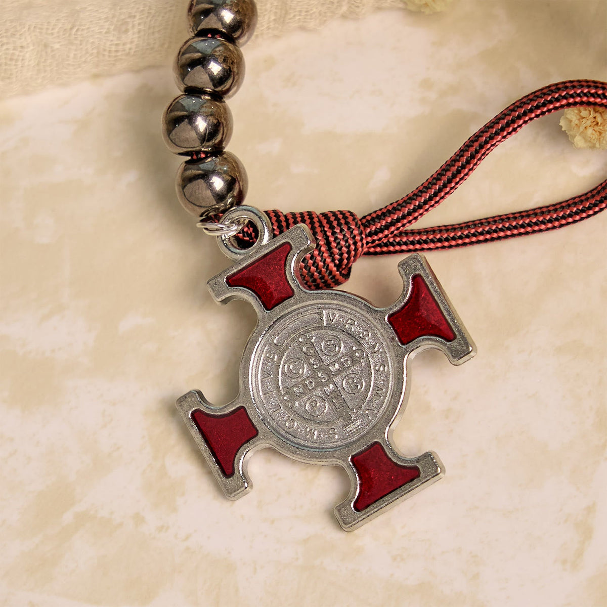 All-Place Portable Paracord Pocket Rosary with Crucifix & St. Benedict: Faith for Every Spot