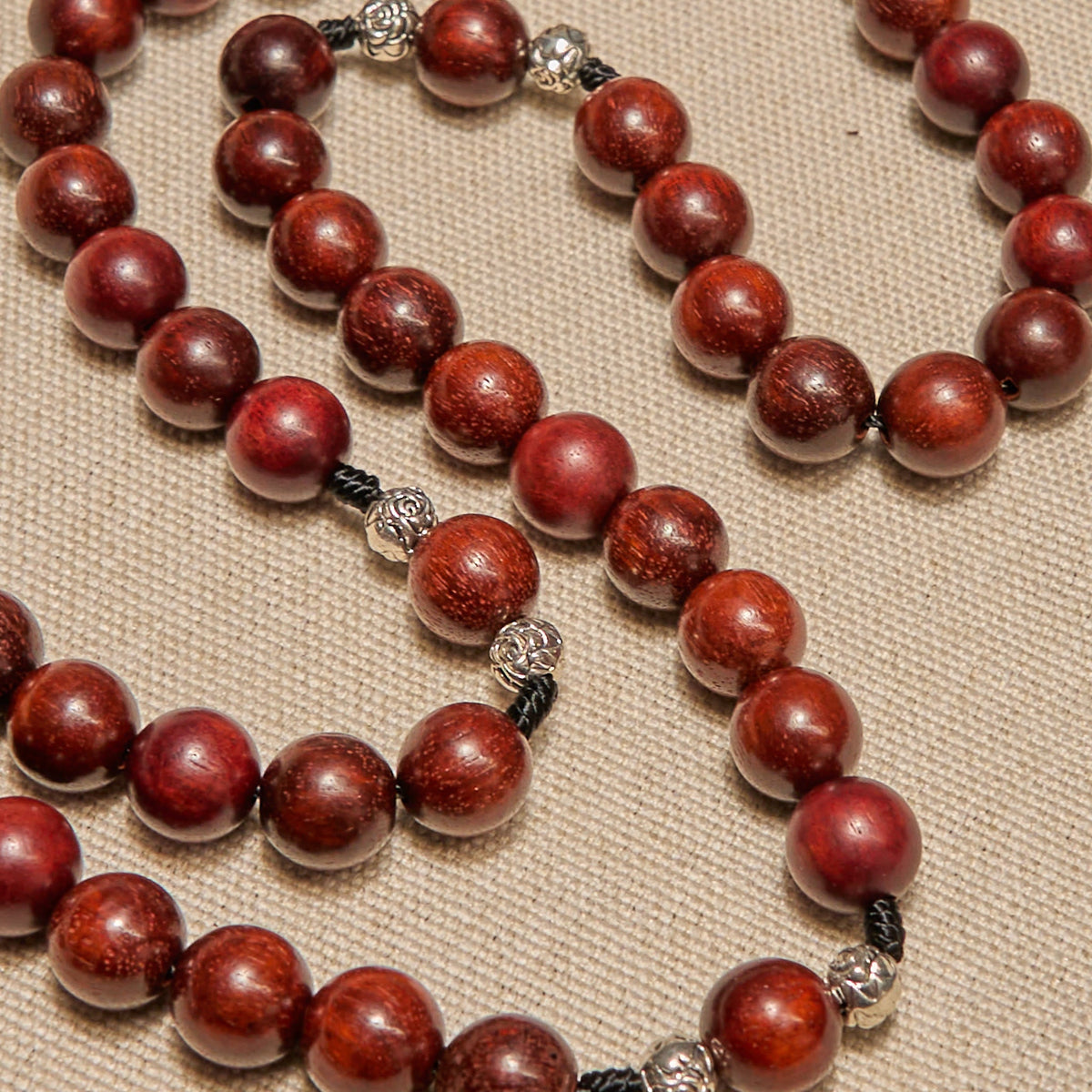 Red Wood and Rose Beads Rosary with Miraculous Medal: Embrace Divine Grace and Protection