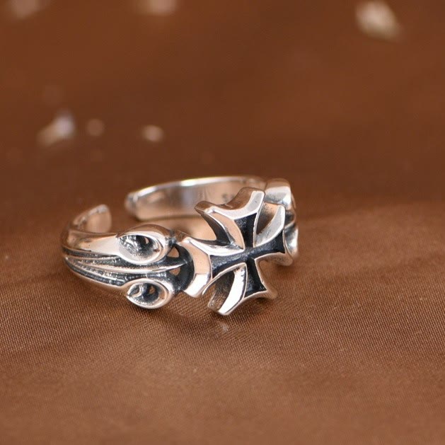Minimalist 925 Silver Adjustable Maltese Cross Band Ring: Precious Heirloom of Faith