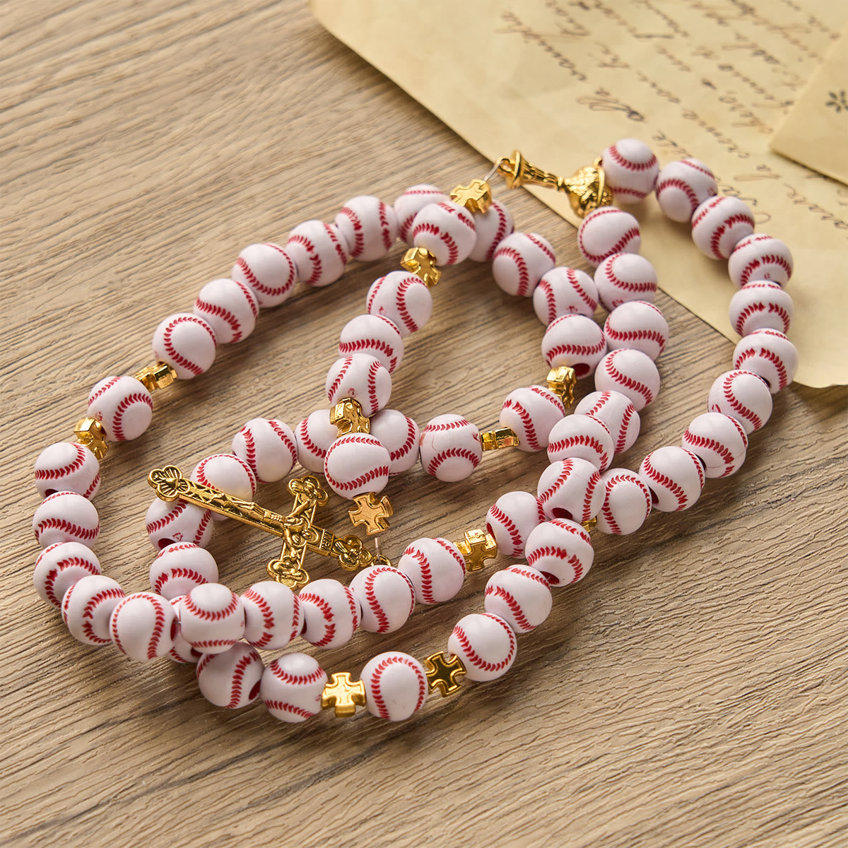 PRAYERFUL FAITH: Blessed Miniature Baseball Beads Rosary with Golden Holy Chalice & Crucifix