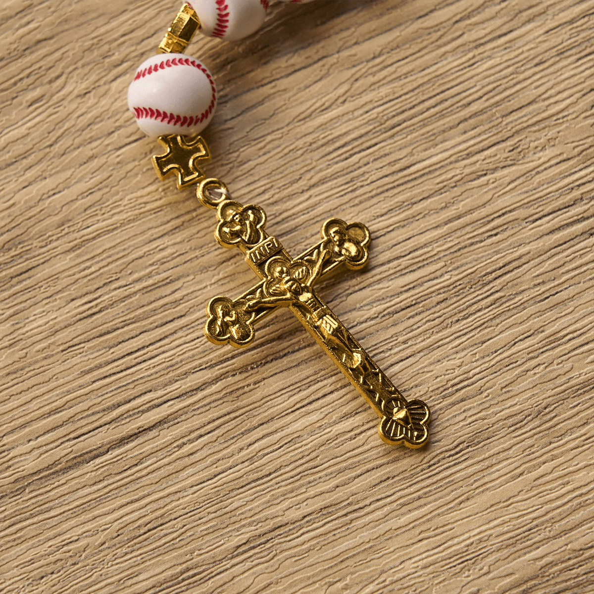 PRAYERFUL FAITH: Blessed Miniature Baseball Beads Rosary with Golden Holy Chalice & Crucifix