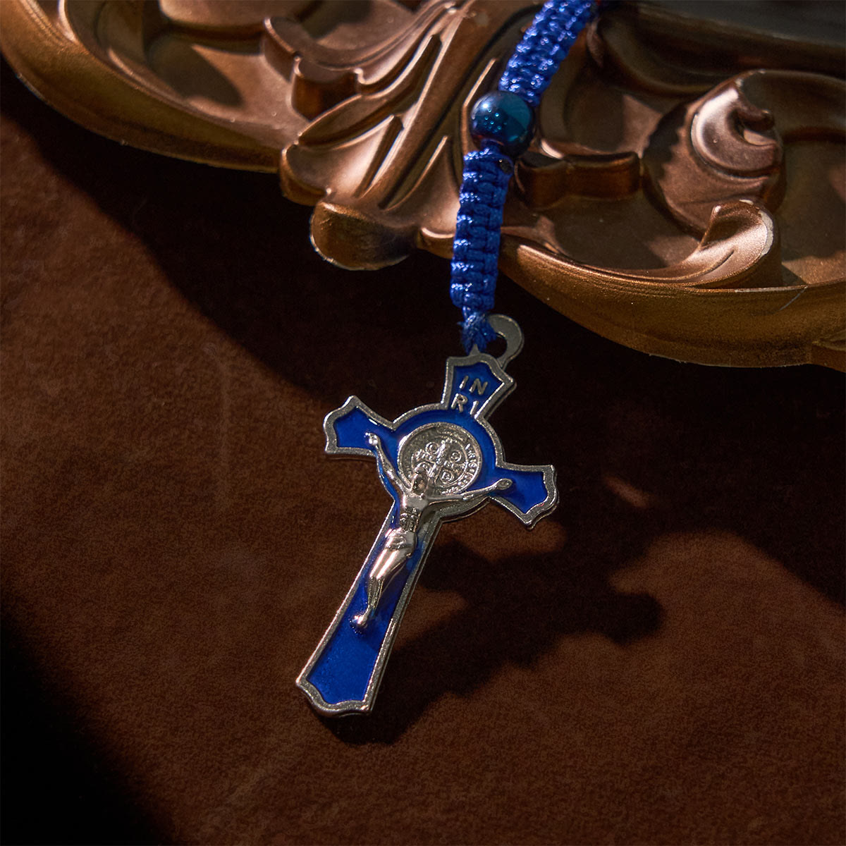 Royal Blue Metal Ball Beads Shiny Minimalist Rosary