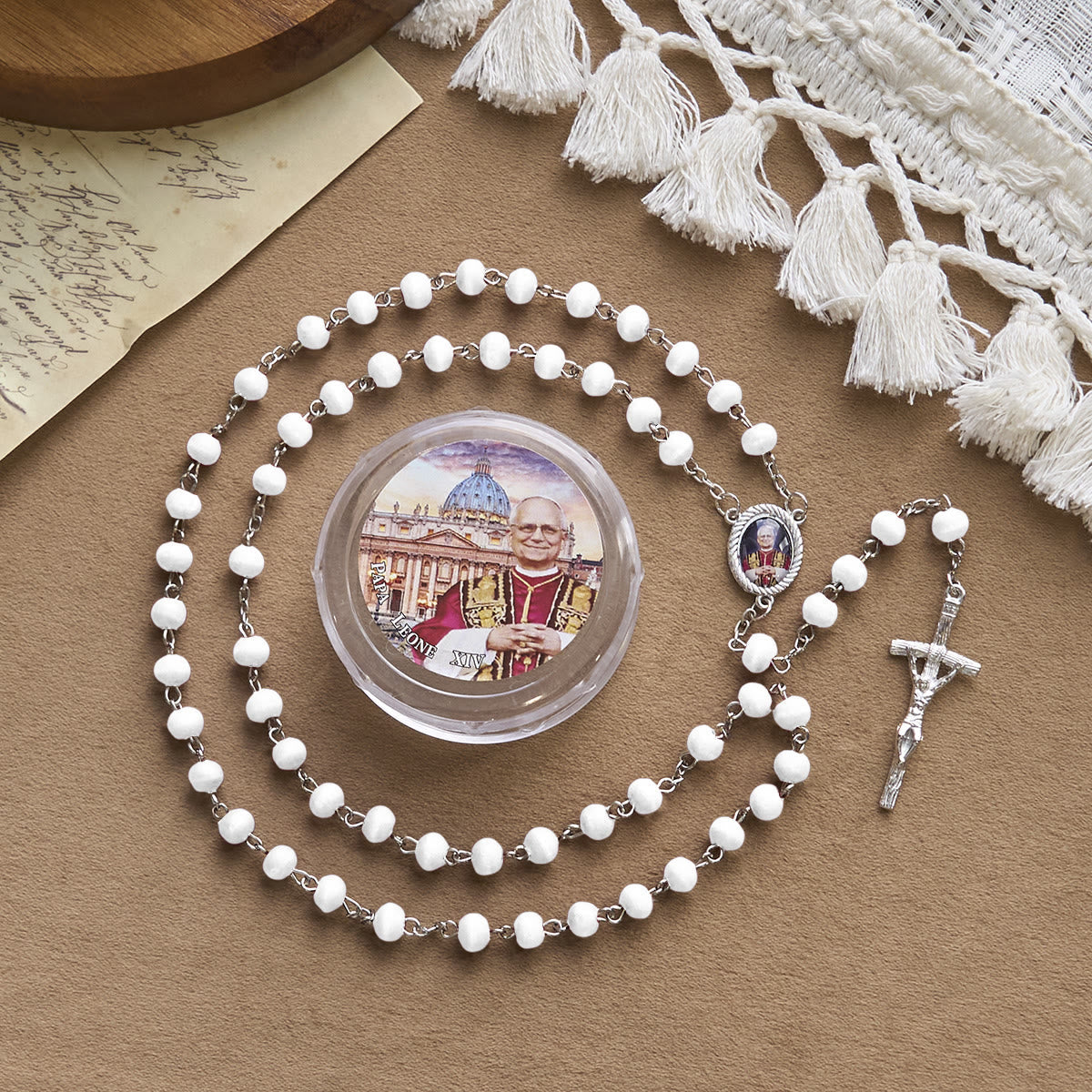Pope Leo XIV Red Wood Beads Rosary Commemorating: A Spiritual Treasure