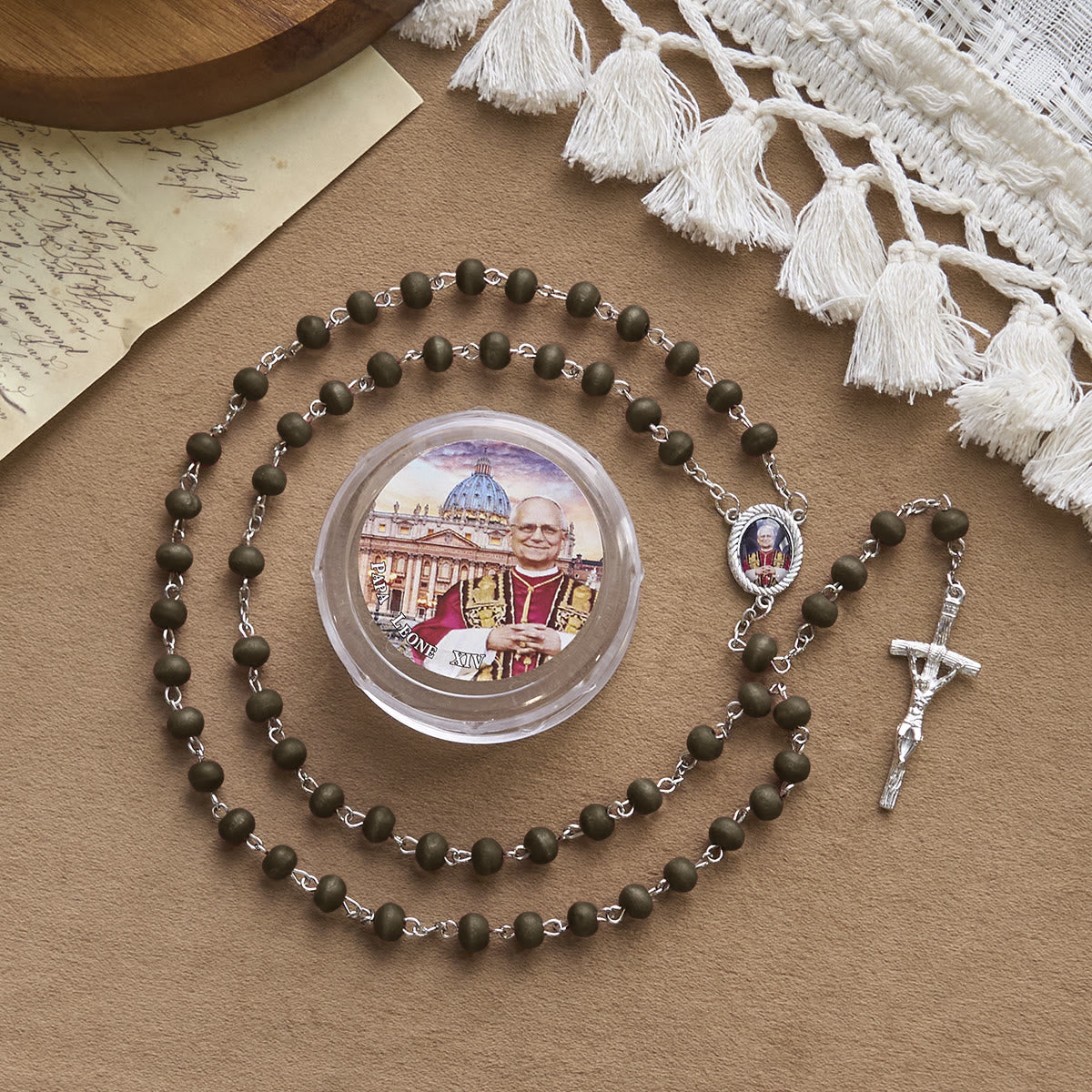 Pope Leo XIV Red Wood Beads Rosary Commemorating: A Spiritual Treasure