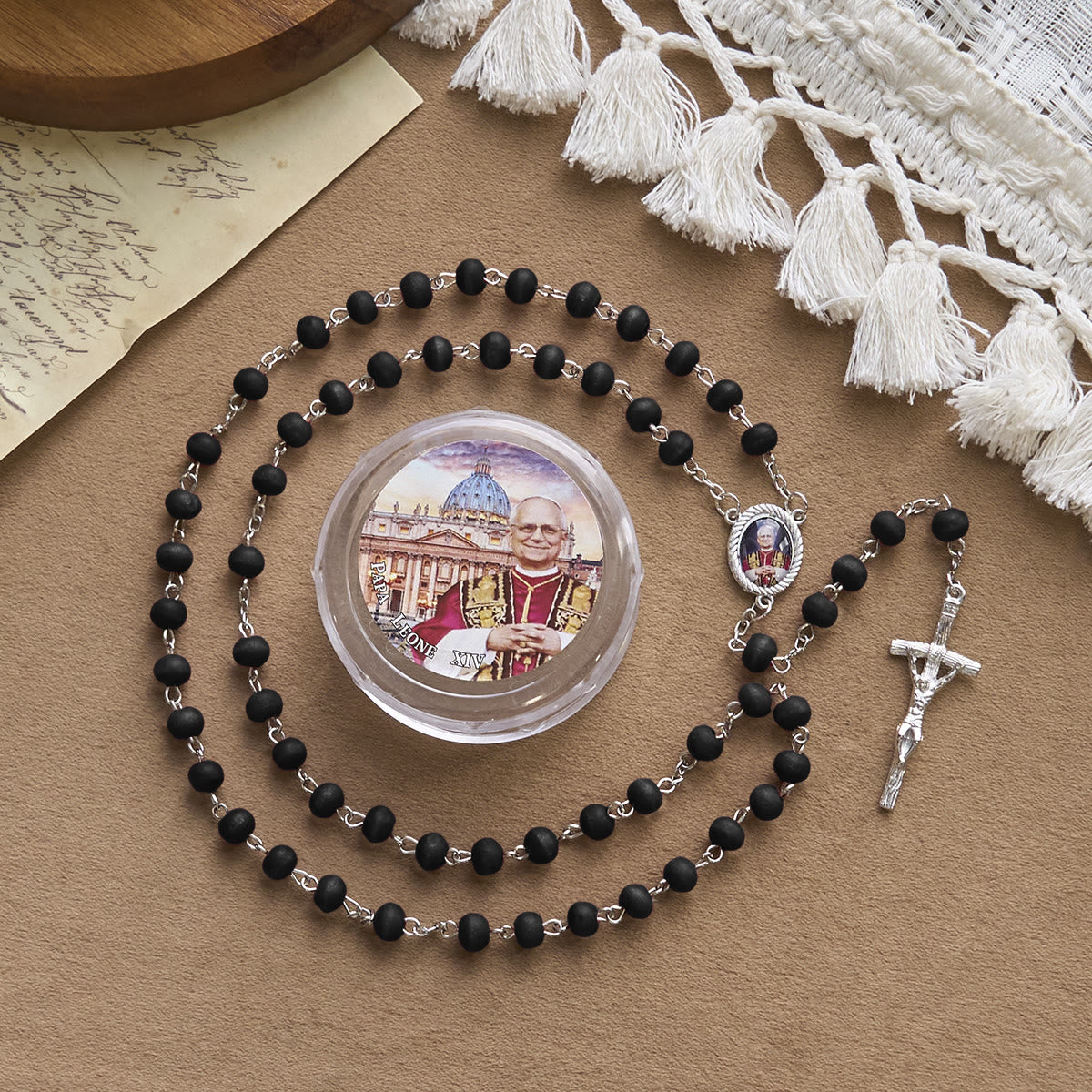 Pope Leo XIV Red Wood Beads Rosary Commemorating: A Spiritual Treasure