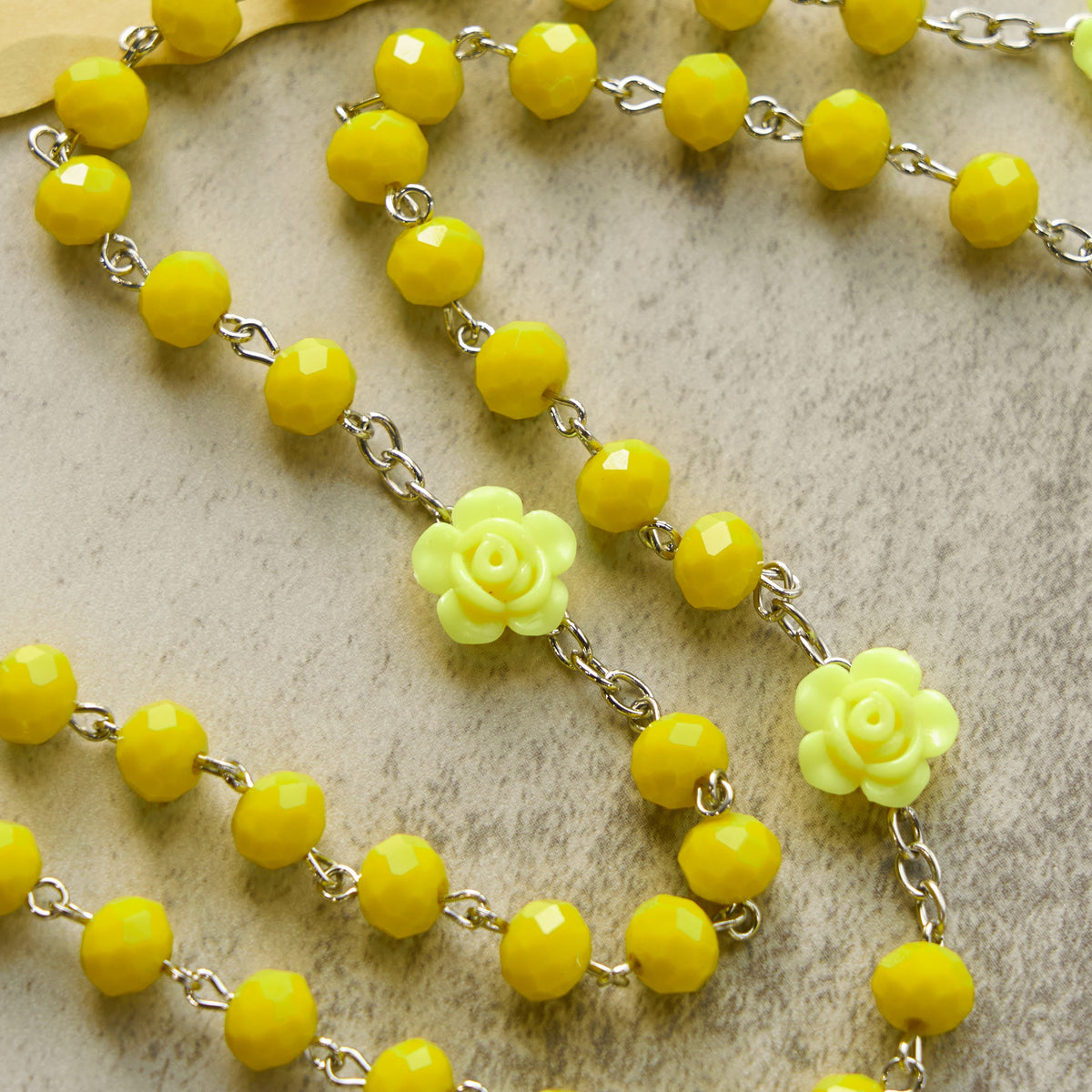 PRAYERFUL FAITH: Floral Rose Beads Multicolor Polyhedral Rosary with Gift Card