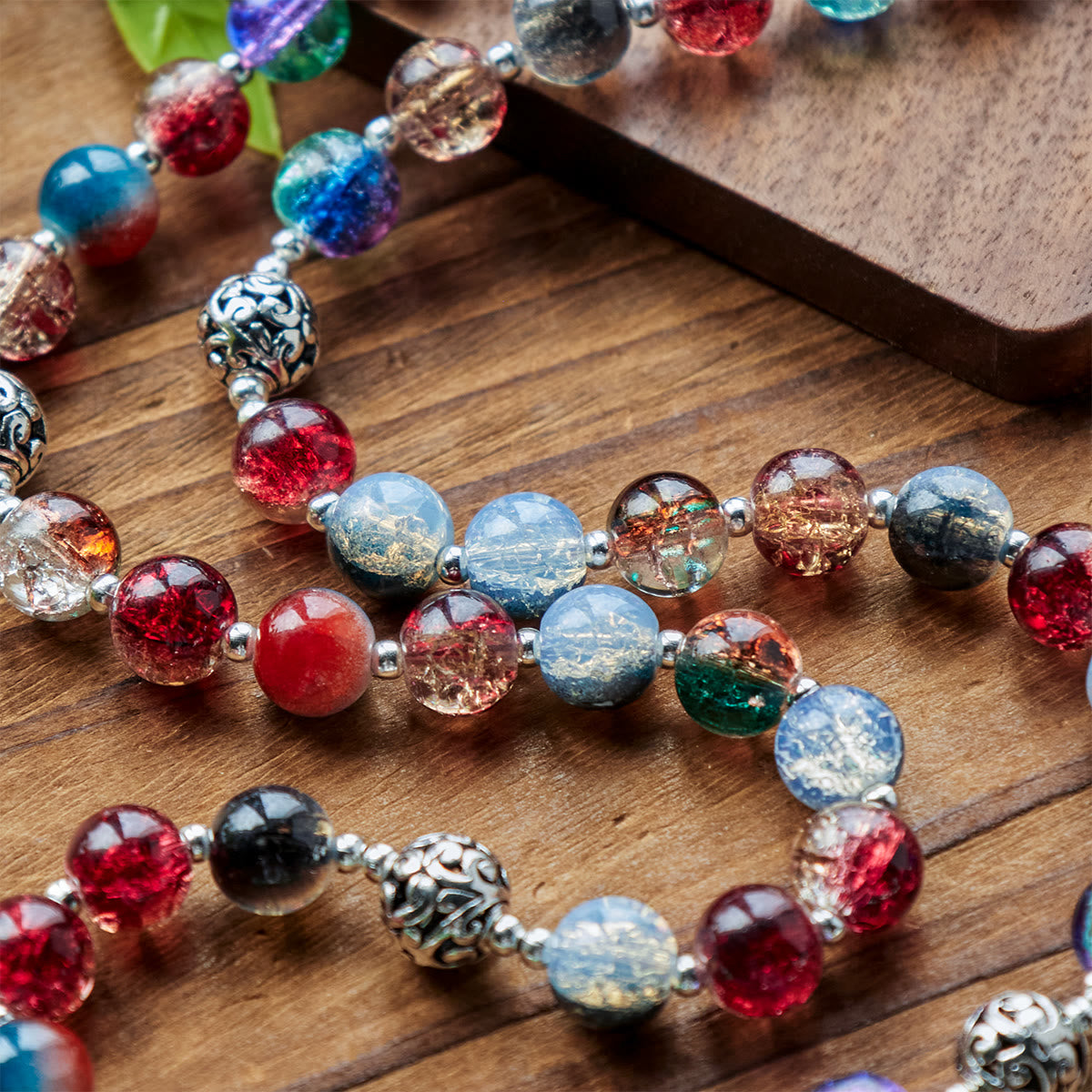 PRAYERFUL FAITH: Handmade Gradient Multicolor Glass Bead & Brass Crucifix Rosary with Gift Card