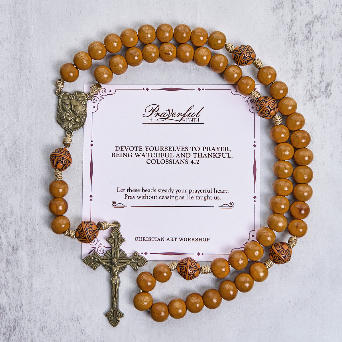 Jesus Is The Gift: 10mm Olive Wood Bead Handmade Rosary with Gift Card