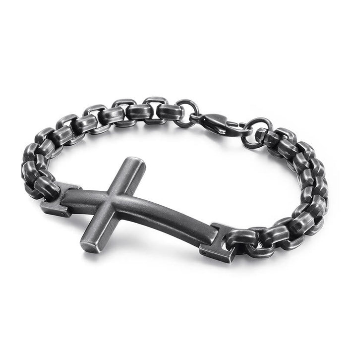 Multicolor Minimalist Cross Bracelet with Sleek Lines and Faithful Soul