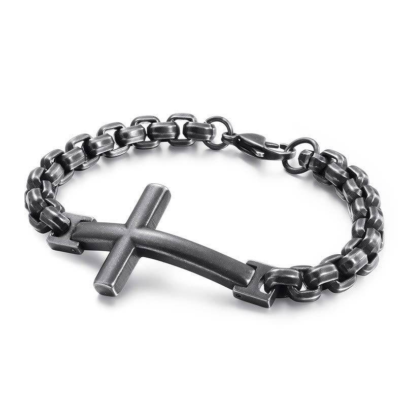 Multicolor Minimalist Cross Bracelet with Sleek Lines and Faithful Soul