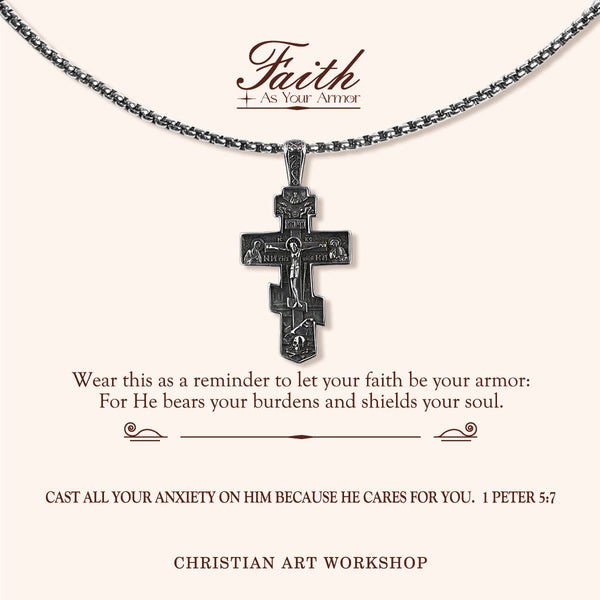 FAITH AS YOUR ARMOR: Orthodox Jesus Crucifix Necklace