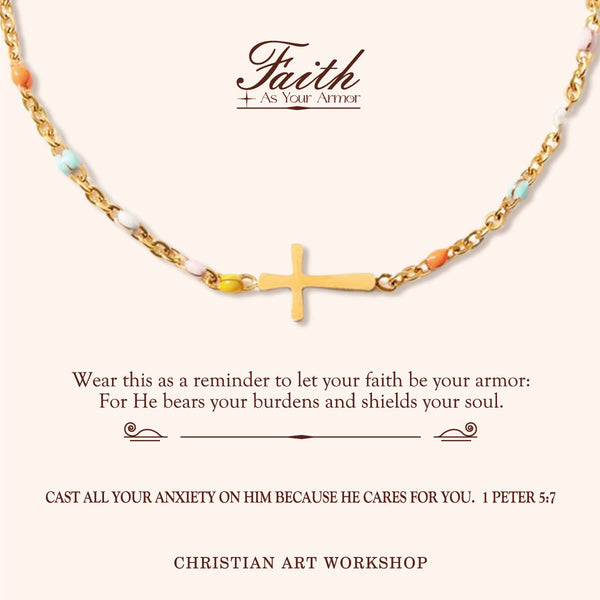 FAITH AS YOUR ARMOR: Delicate Minimalist Cross Bracelet