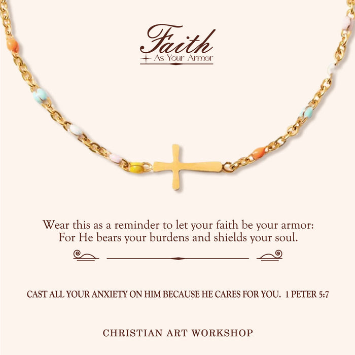 FAITH AS YOUR ARMOR: Delicate Minimalist Cross Bracelet