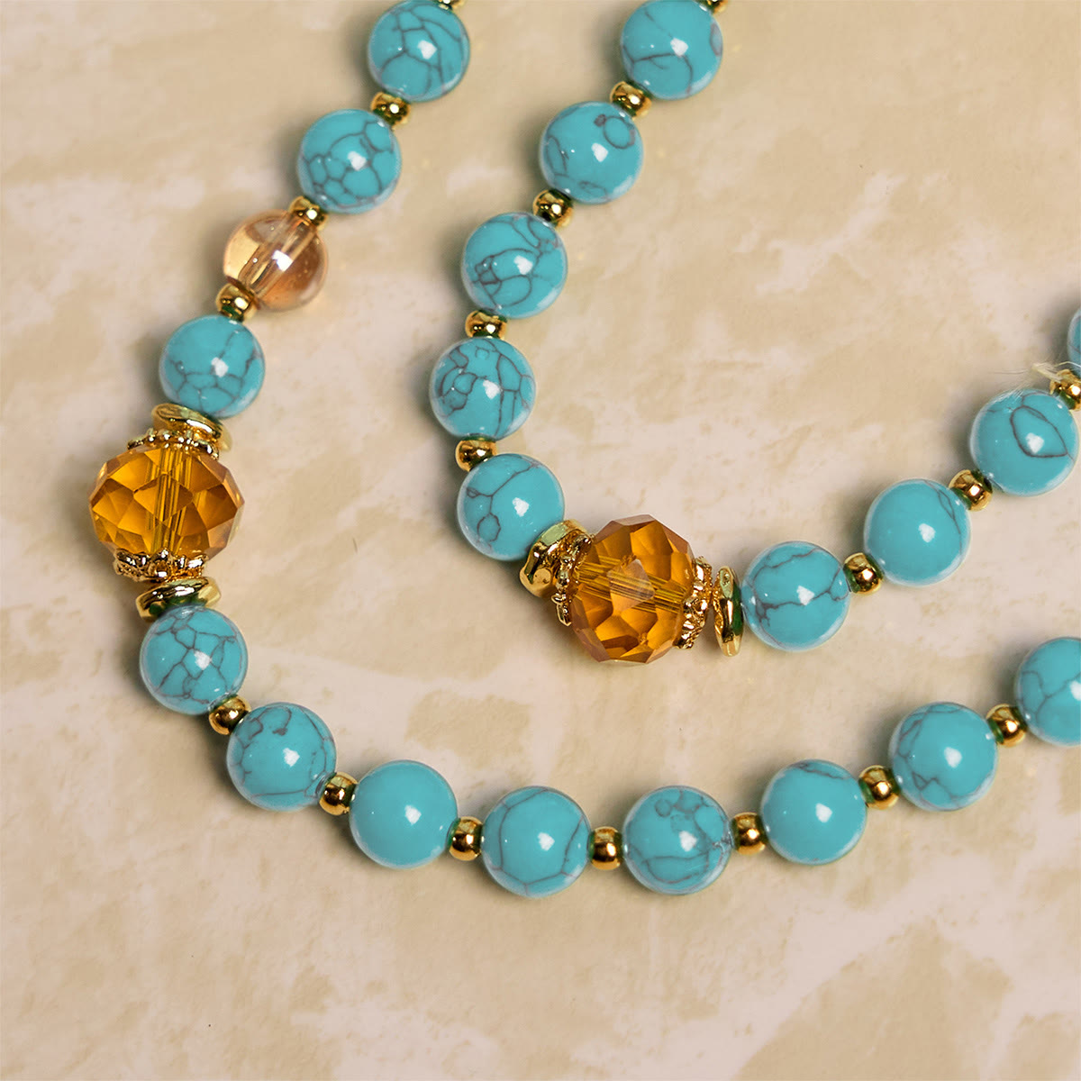 Handcrafted Turquoise & Gold Alloy Rosary with Crucifix & St. Therese Medal: Graceful Spiritual Bond