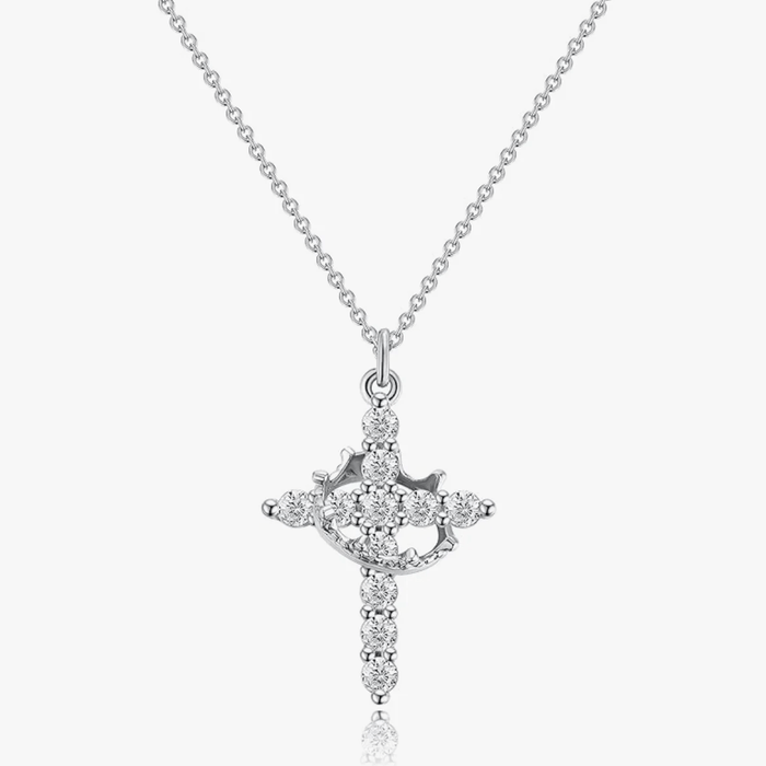 Modern Crowned in Faith Cross Necklace, Earrings