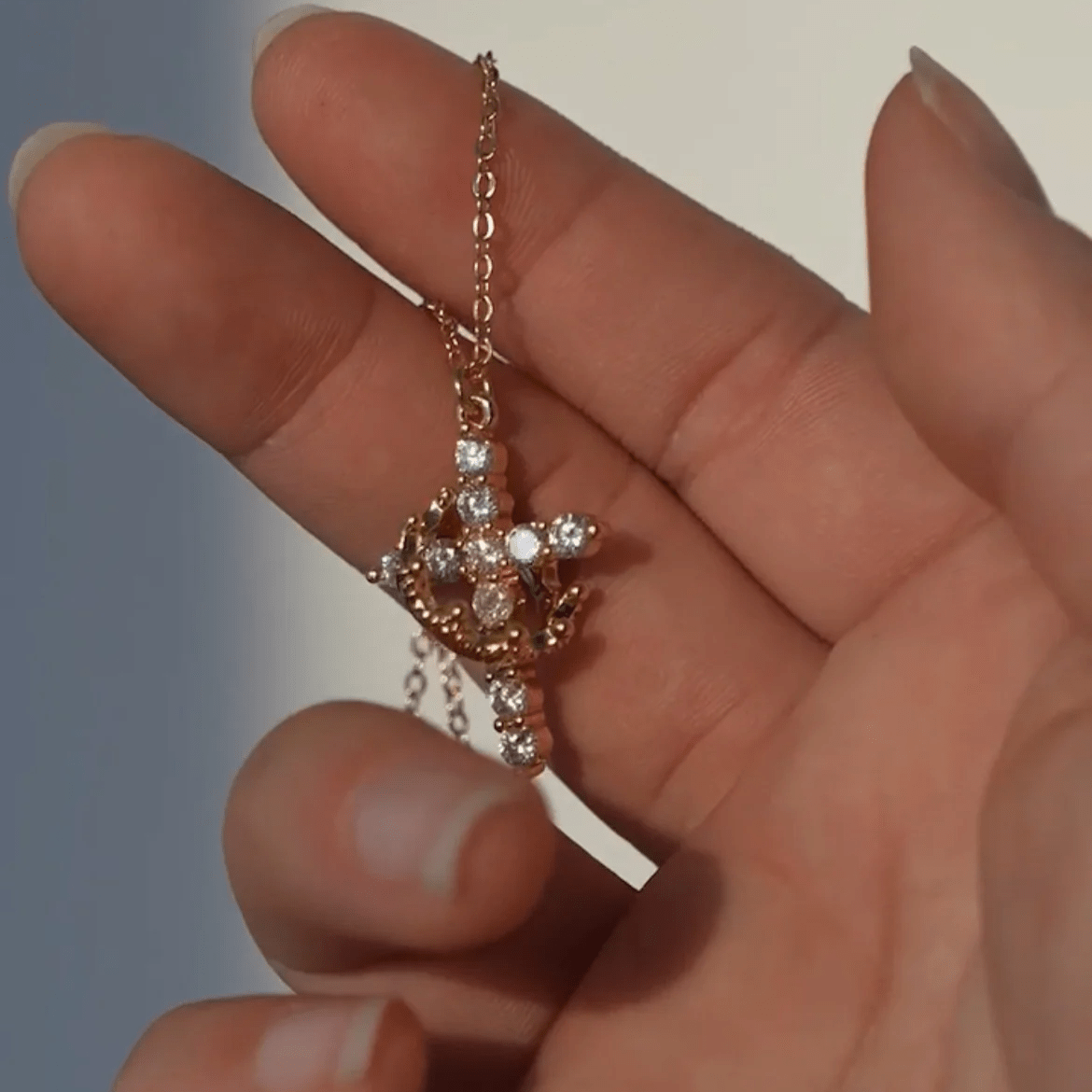 Modern Crowned in Faith Cross Necklace, Earrings