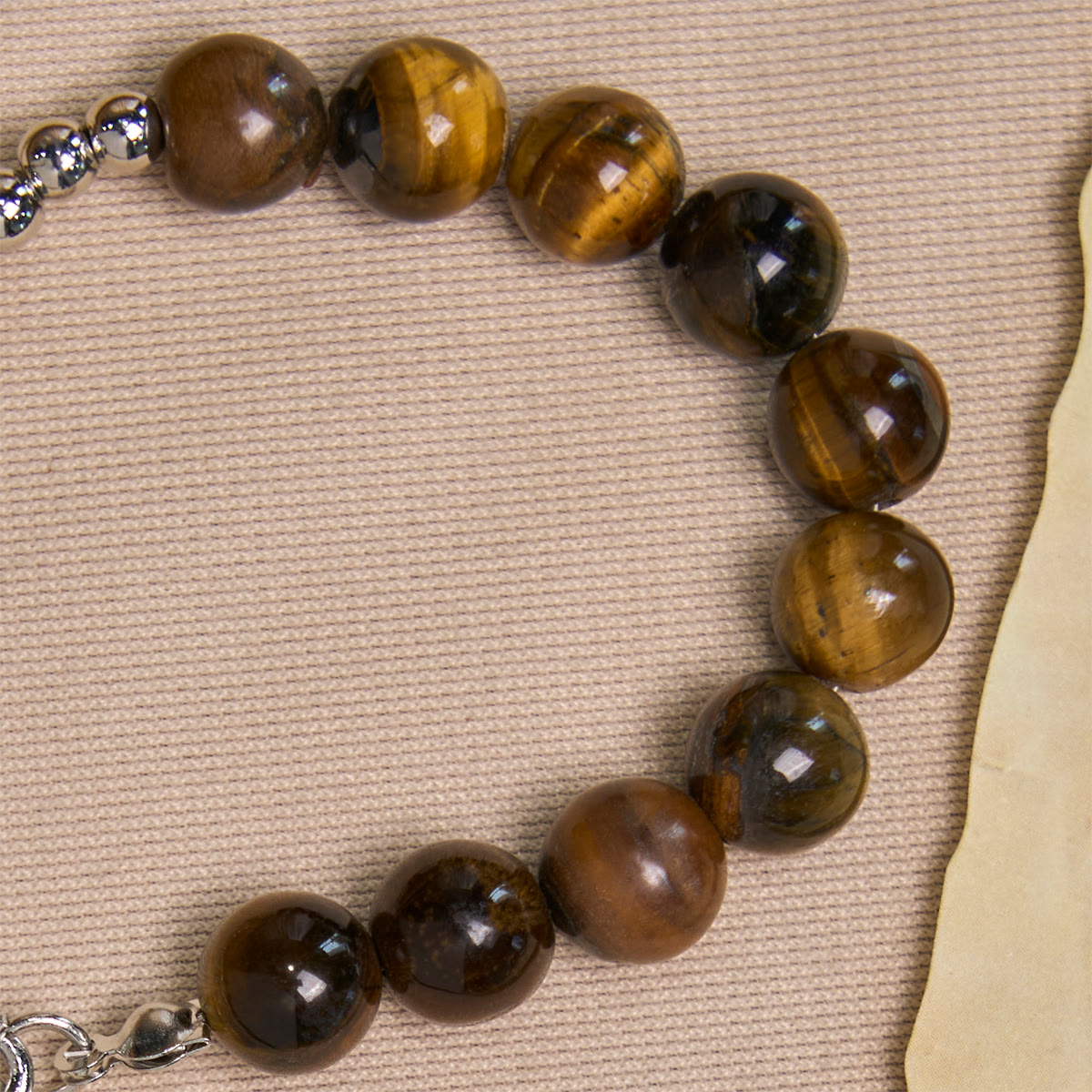 Compact Tiger Eye Pocket Rosary with Crucifix & Divine Mercy for Daily Prayers