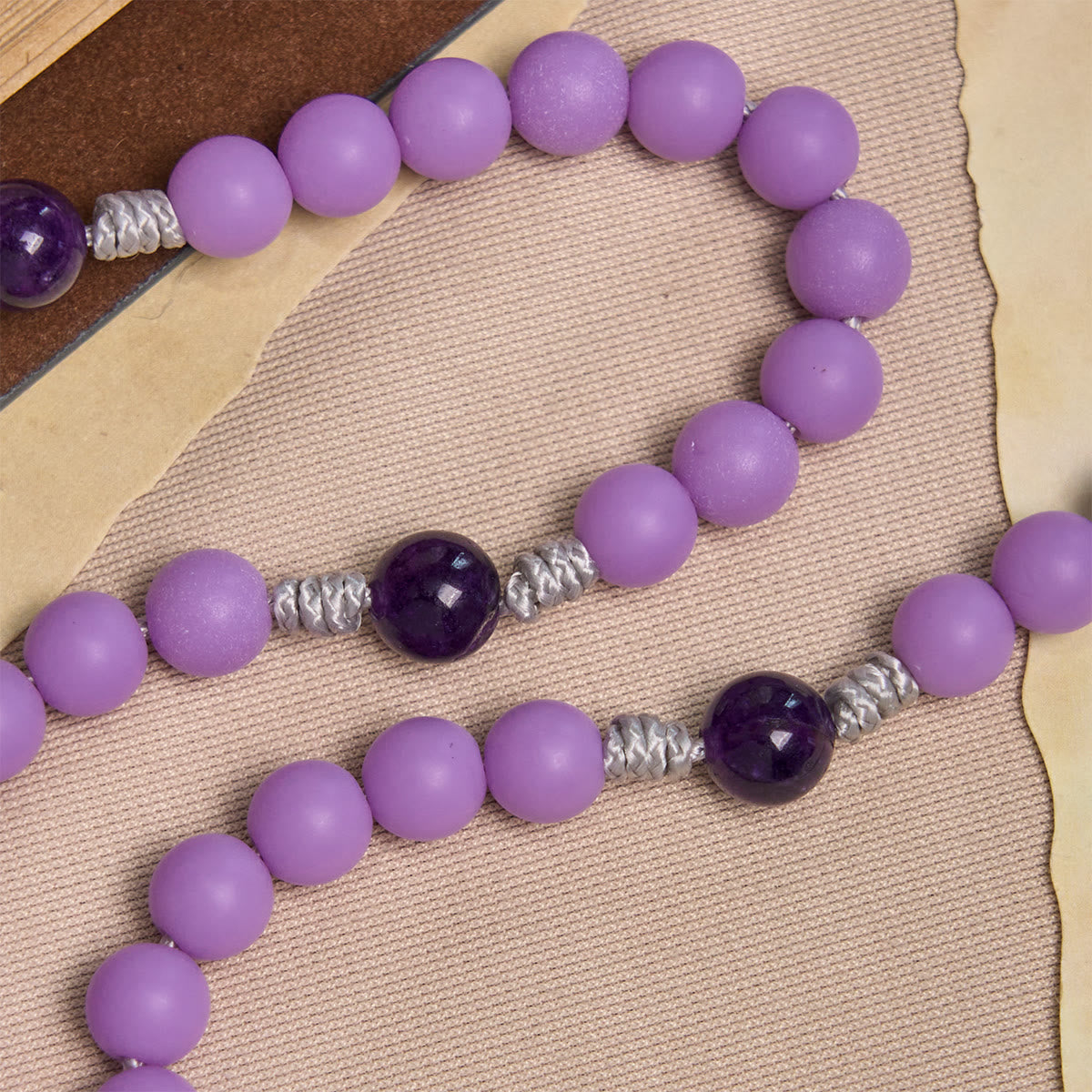 Lavender Matte Rosary Adorned with Crucifix Scene and Miraculous Medal