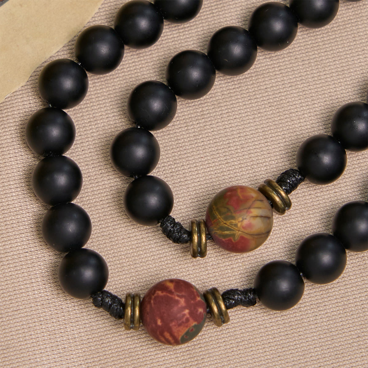 Handcrafted Matte Black and Earth-Tone Rosary Featuring St. Benedict