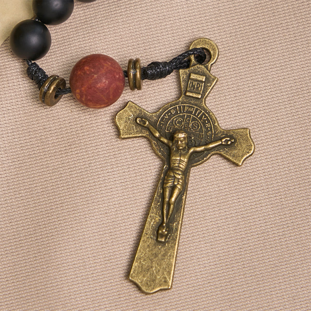 PRAYERFUL FAITH:Handcrafted Matte Black and Earth-Tone Rosary with Gift Card