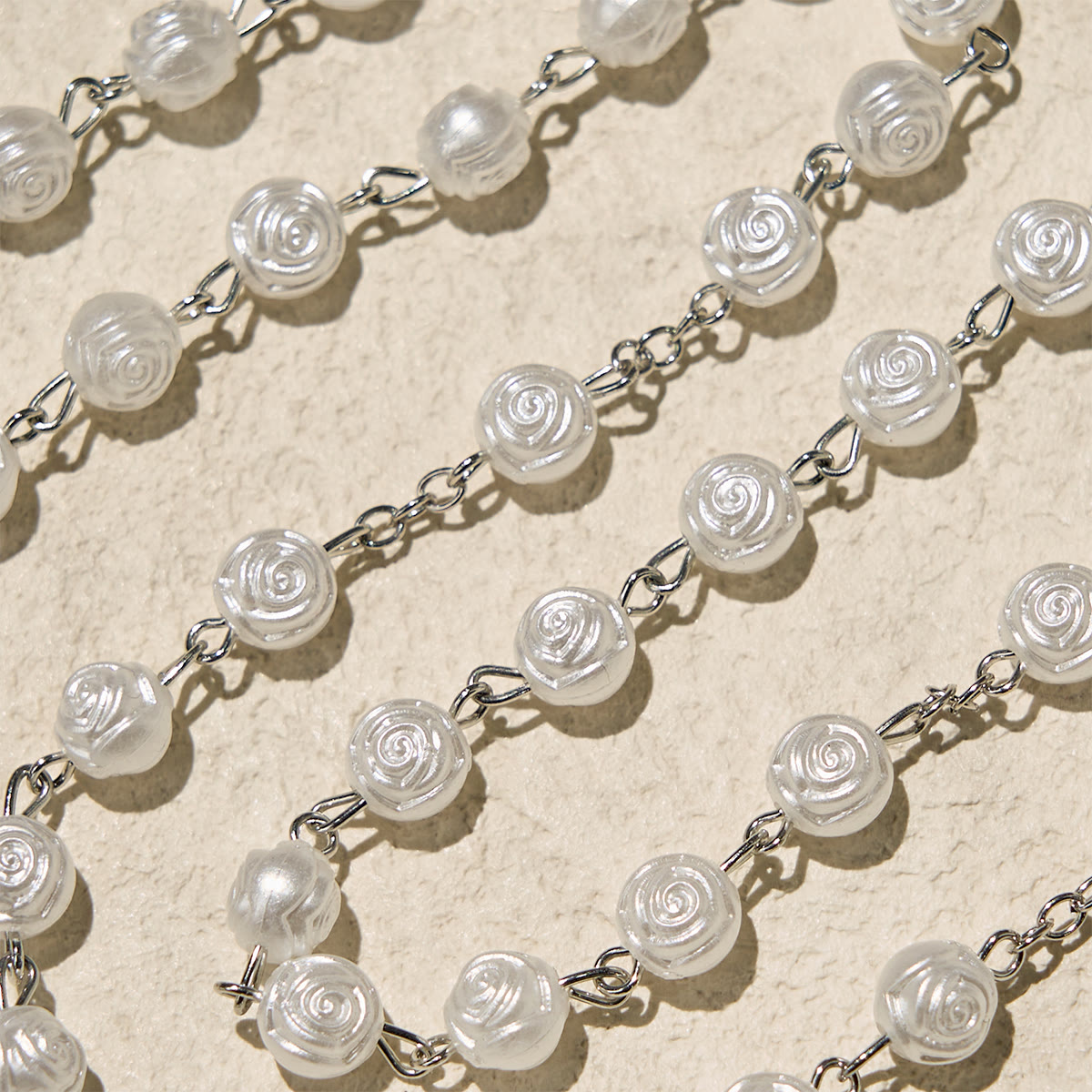 Elegant White Rose Devotional Beads Rosary with Our Lady Box for Blessings