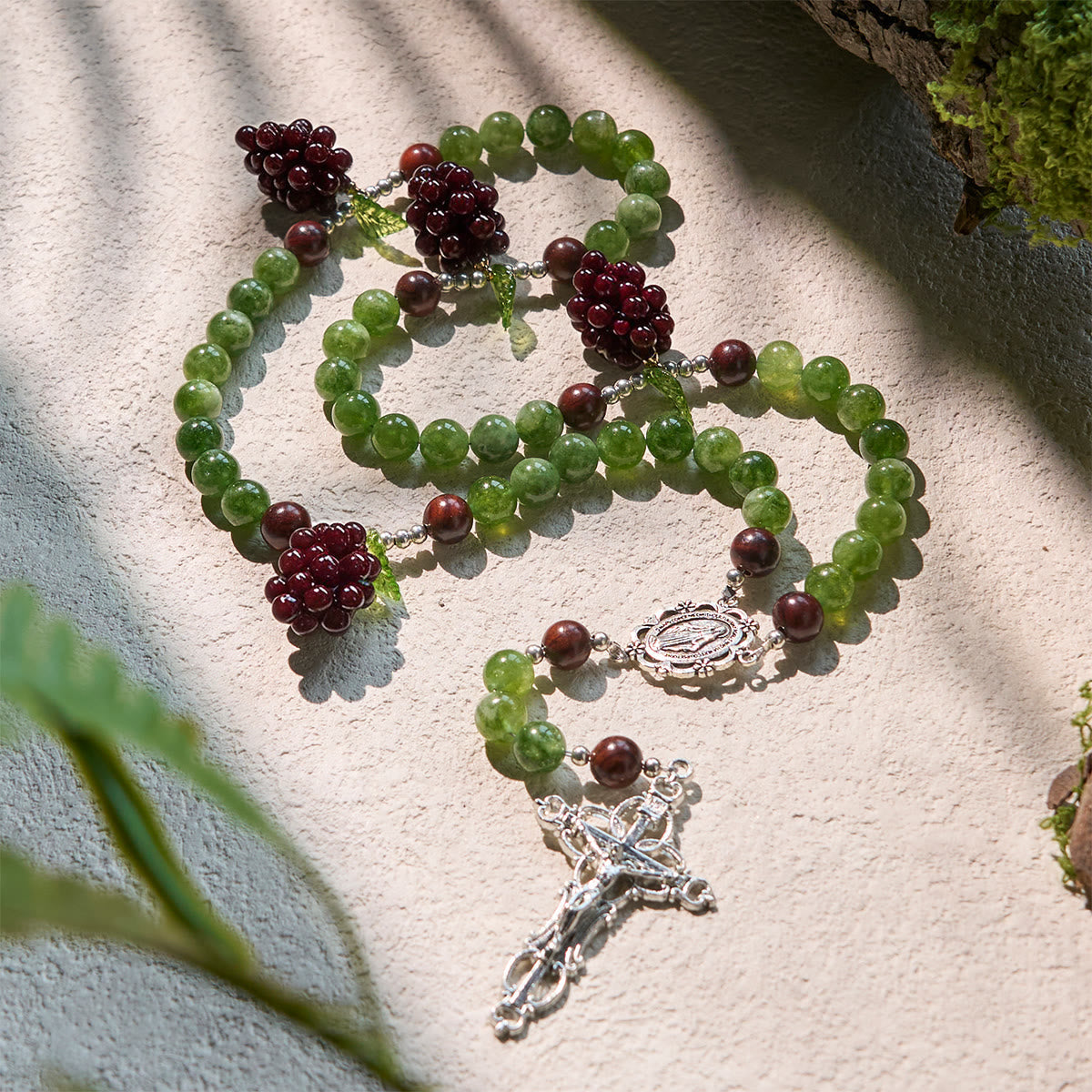 Green and Purple Grape Bead Rosary Inspired by Christ the True Vine
