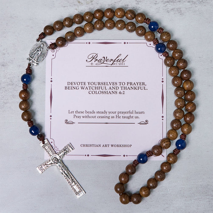 PRAYERFUL FAITH: Handmade Gold sandalwood Rosary with Our Lady of Guadalupe