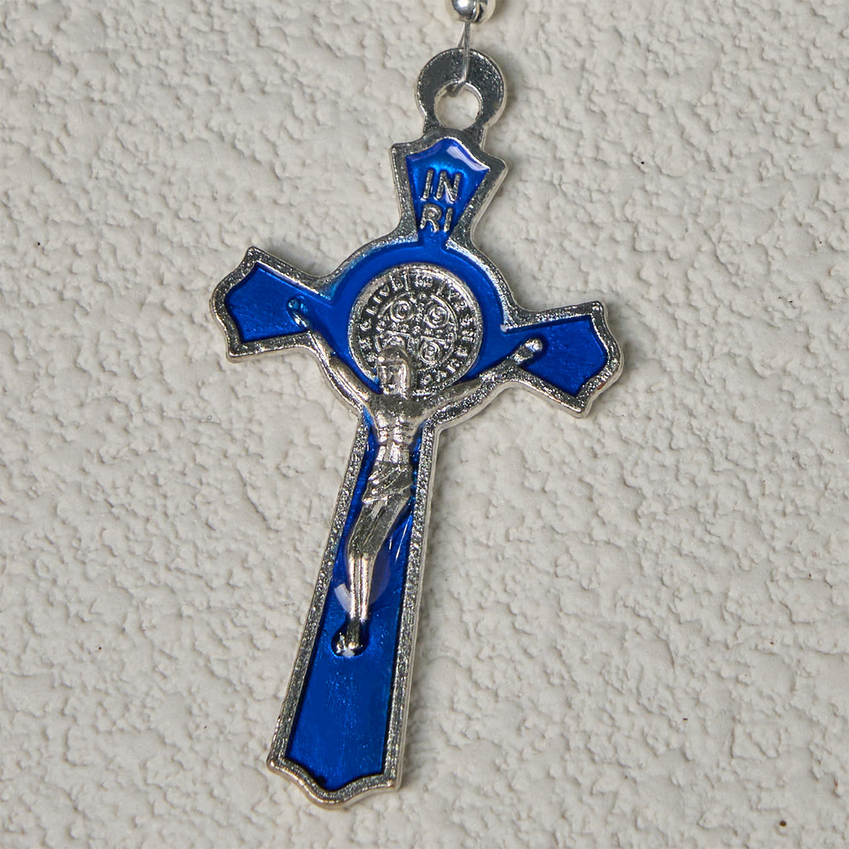 Shining Crystal and Blue Floral Beads Rosary with Enamel Crucifix & Our Lady