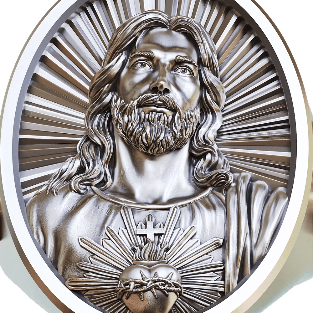 Sacred Heart Jesus Ring in 925 Silver: Symbol of Love and Sacrifice