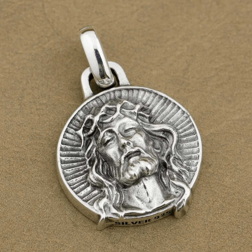 925 Sterling Silver Jesus Crown of Thorns Sacred Necklace