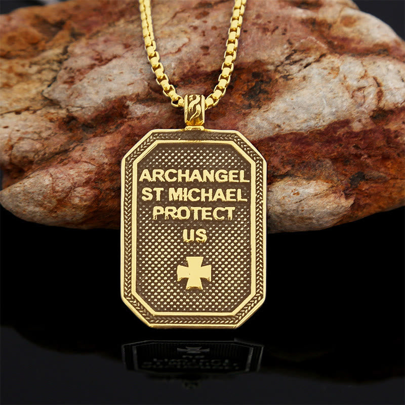 Classic Style St. Michael the Archangel Protection Stainless Steel Pendant Necklace