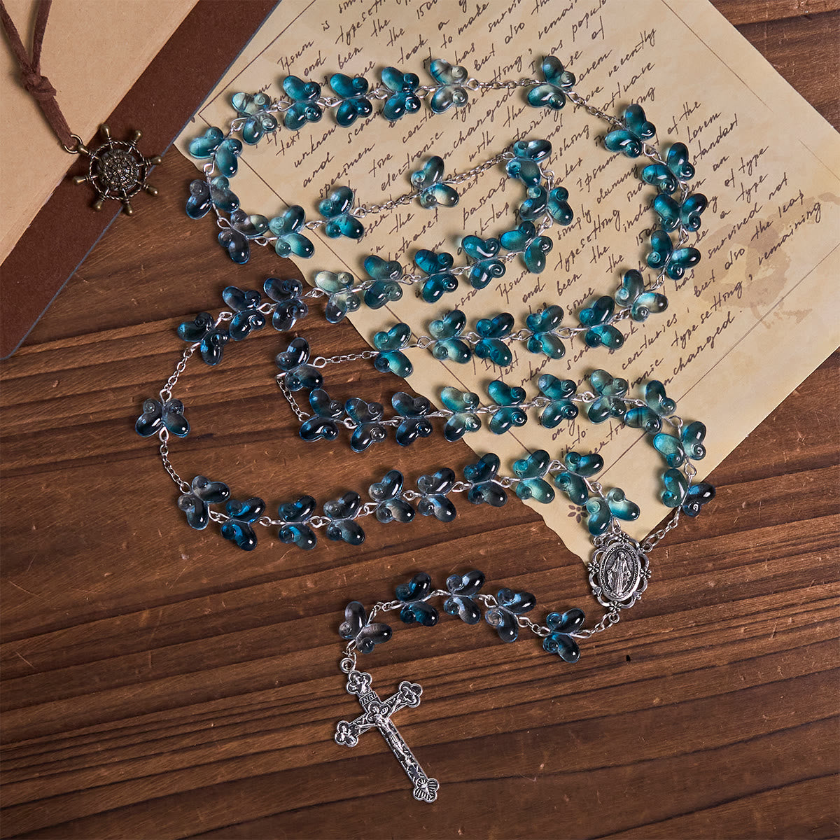 Faith is th Hope: Wings of Devotion Shimmering Blue Butterfly Prayer Bracelet, Animal Rosary