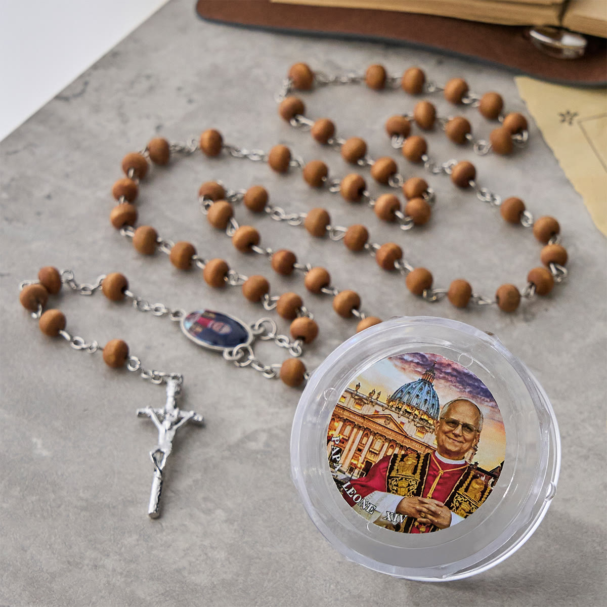 Pope Leo XIV Red Wood Beads Rosary Commemorating: A Spiritual Treasure