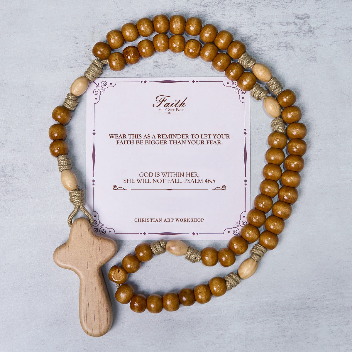 PRAYERFUL FAITH: Handmade Minimalist Olive Wood Rosary with Gift Card