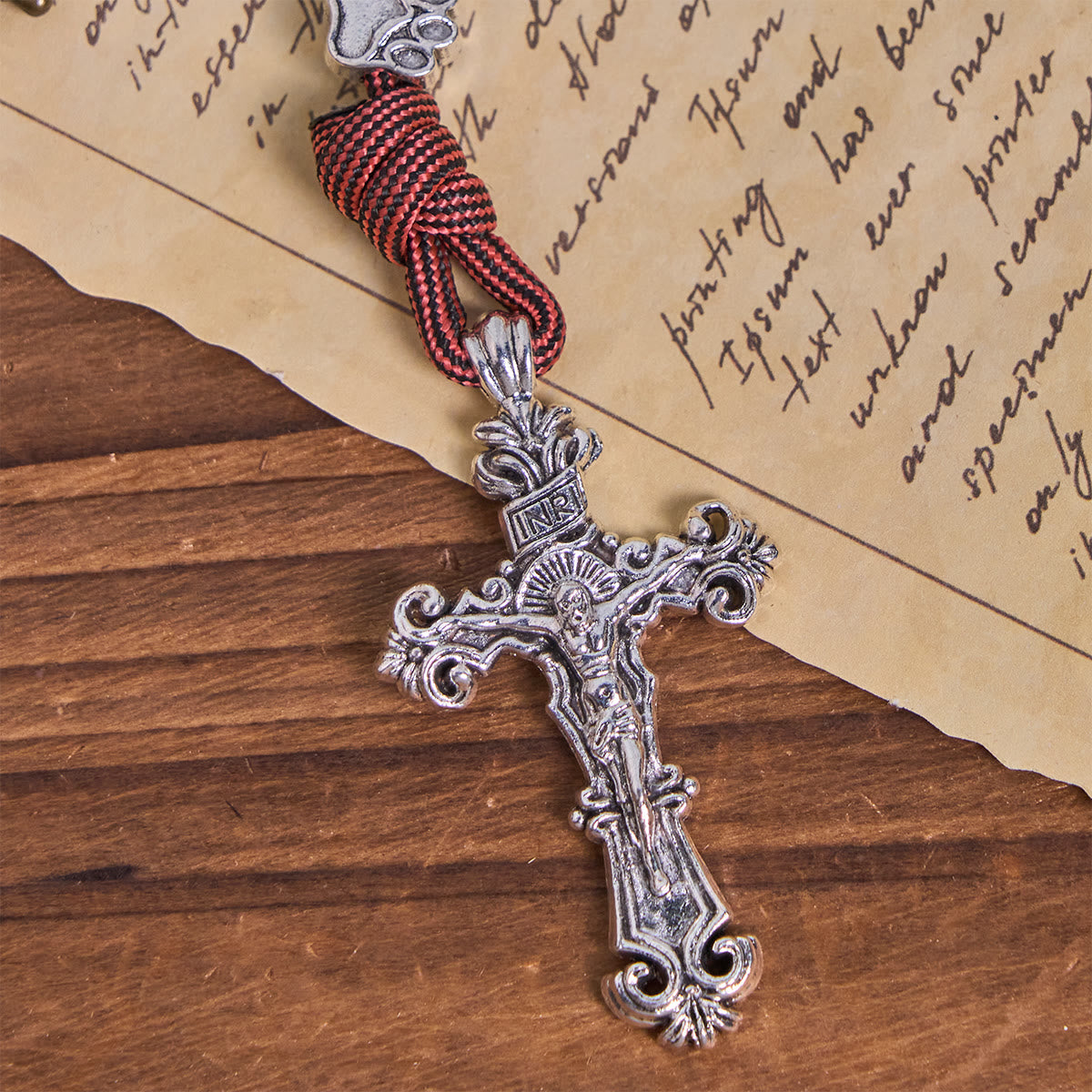 Rugged Bronze-Tone Beads Paracord Rosary with Paw Charms & St. Michael