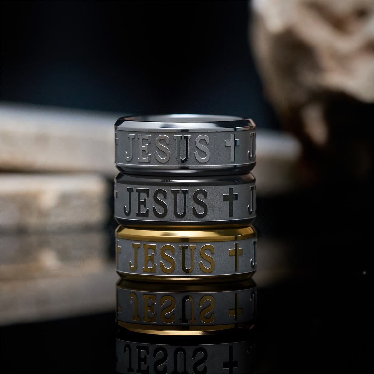 Alloy Ring with Laser engraving "JESUS"