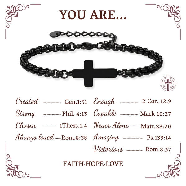 Minimalist Cross Chain Bracelets: Two Colors with Blessing Card