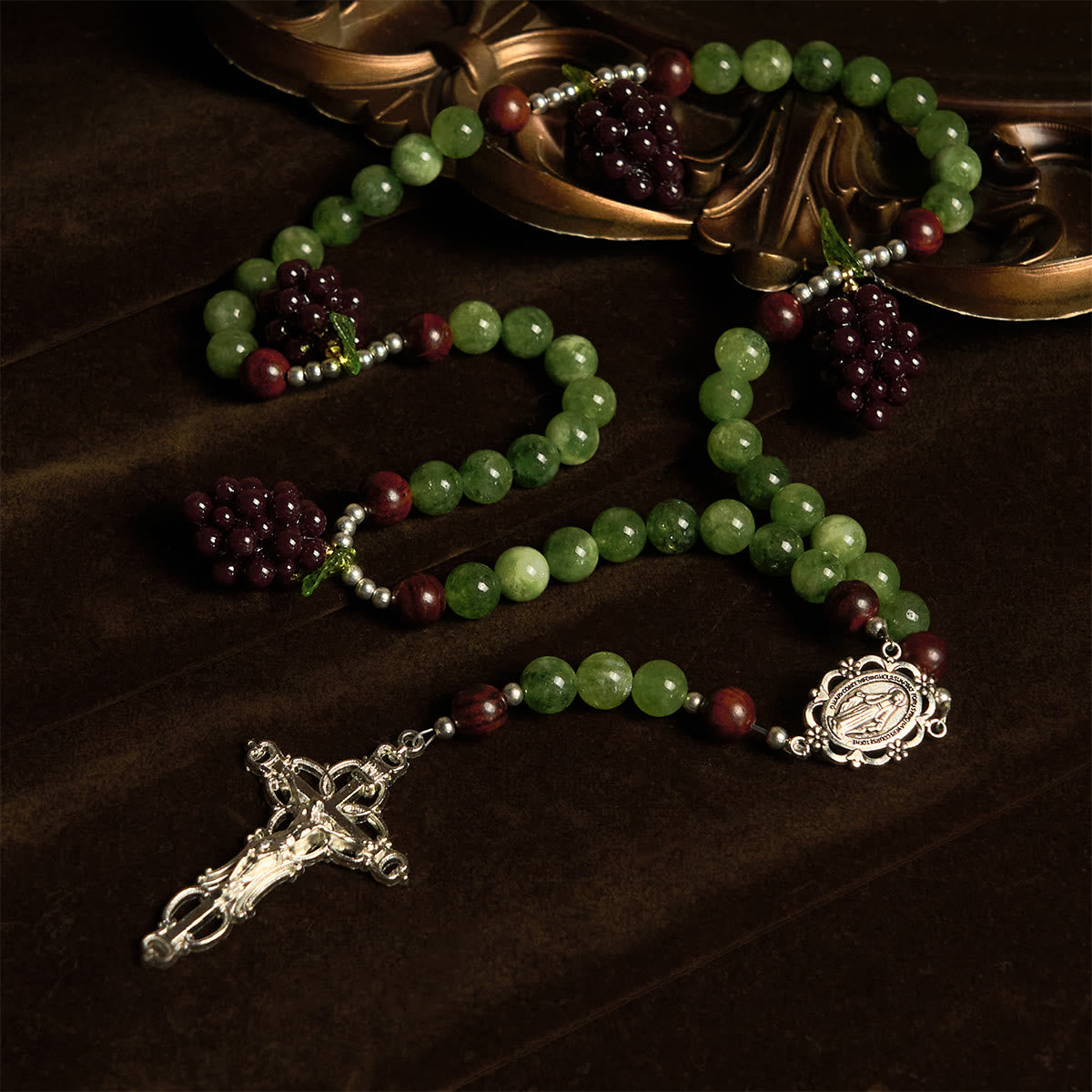 Green and Purple Grape Bead Rosary Inspired by Christ the True Vine