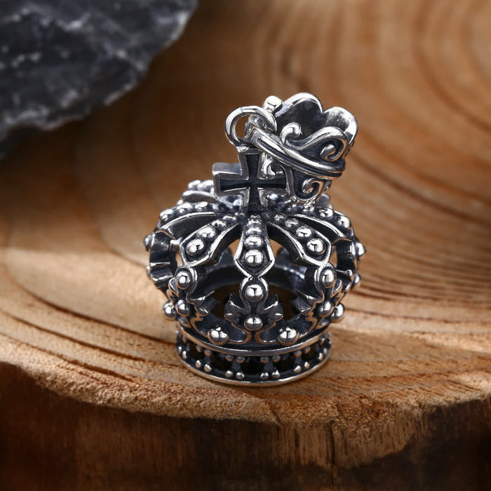 Vintage Sterling Silver Crown Cross Ornament Pendant: A Cherished Symbol of Spiritual Connection