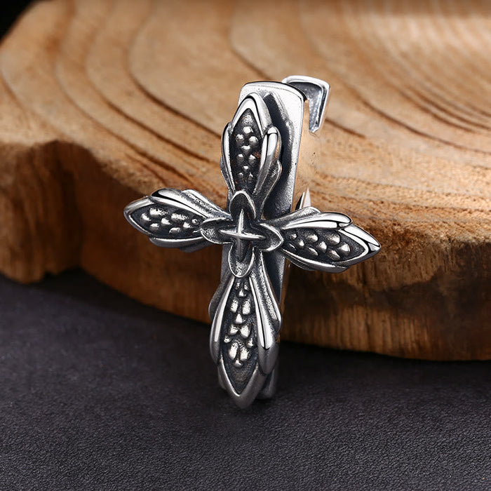 Vintage Textured Silver Cross Ornament Hair Clip: A Cherished Symbol of Spiritual Connection