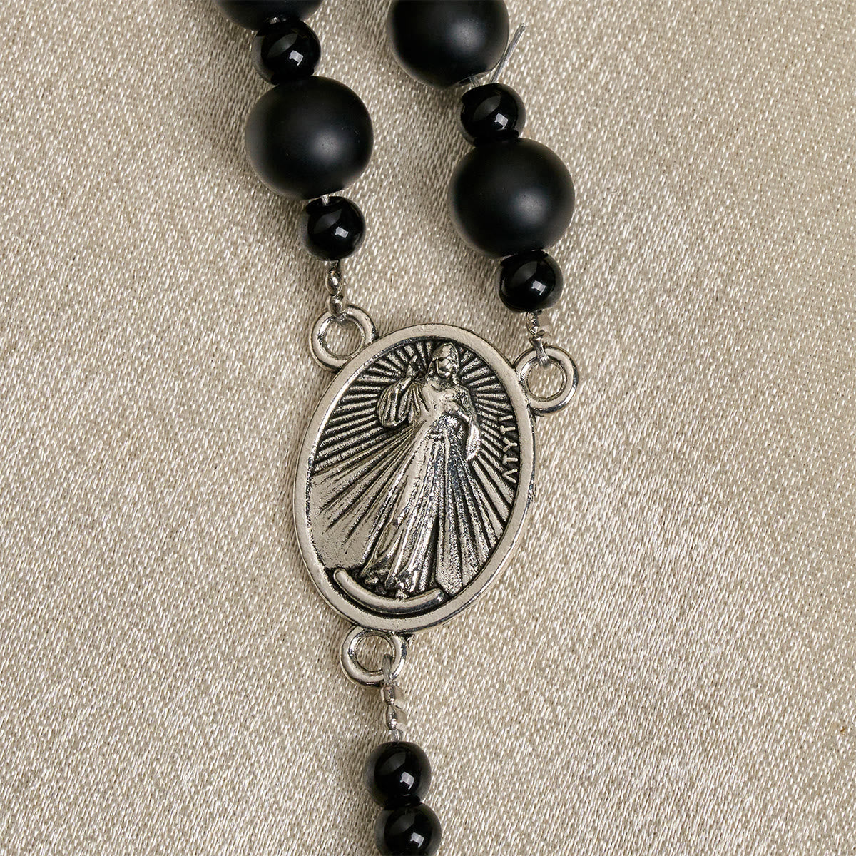 Handcrafted Matte Black Beads Rosary with Crucifix & Our Lady of Guadalupe
