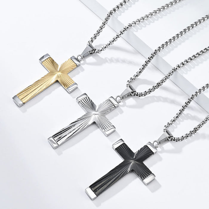Three - Color Radiant Cross Pendant: A Fusion of Art and Belief