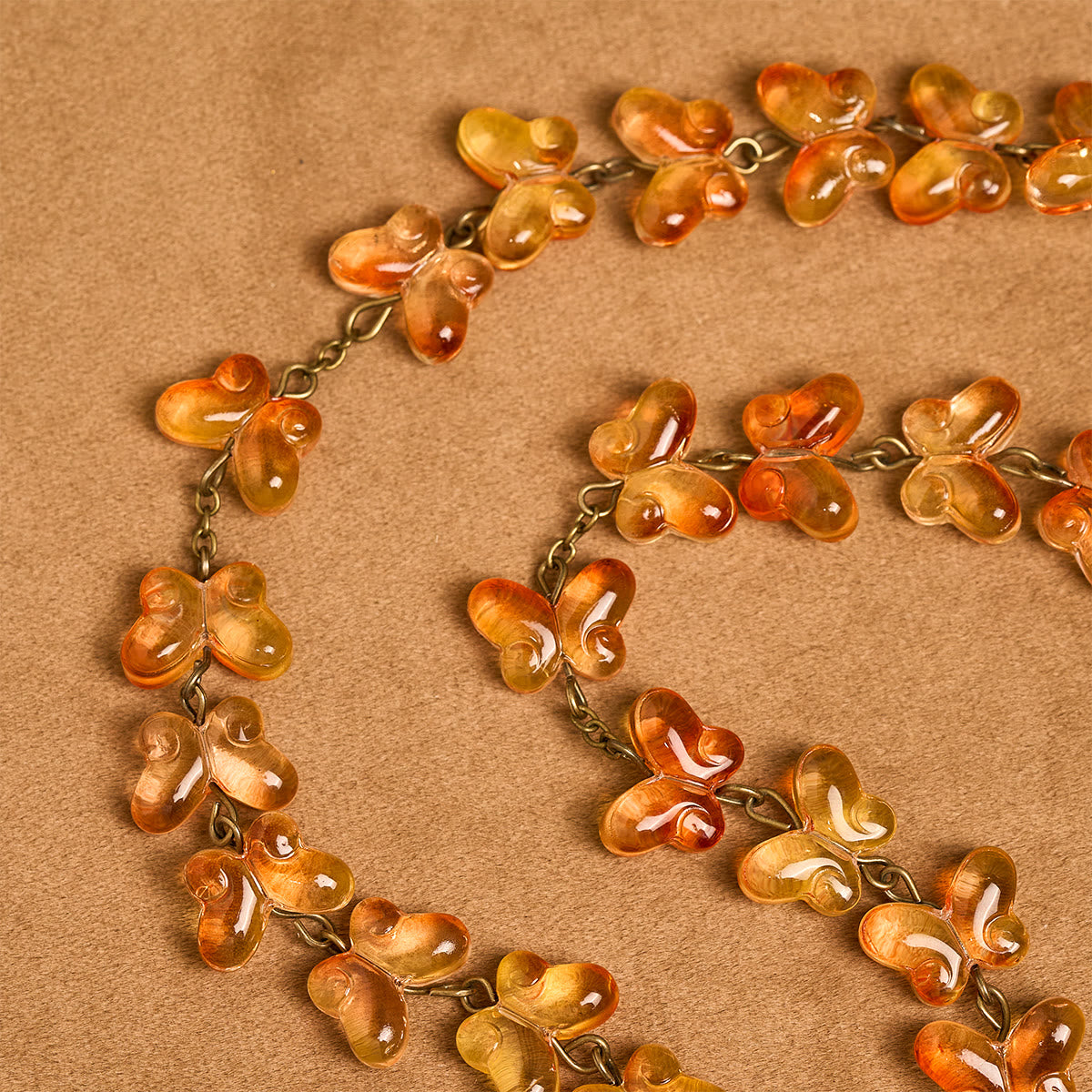 Amber Butterfly Beads with Crucifix & Holy Family Animal Rosary