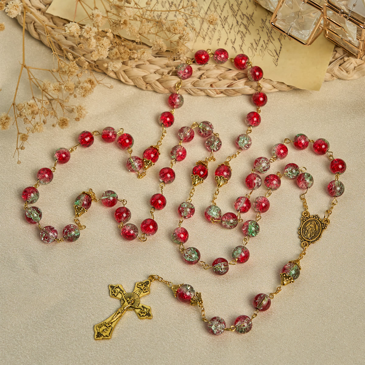 Thanksgiving Gift: Red Bead Rosary | With red beads of fervor, we honor God's grace