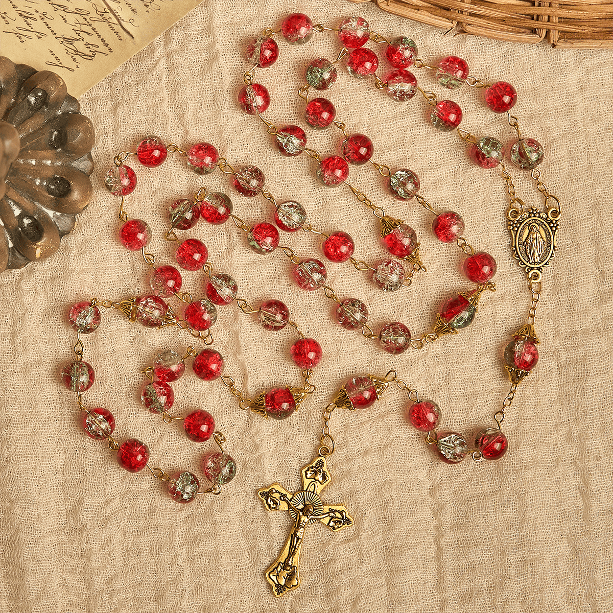 Thanksgiving Gift: Red Bead Rosary | With red beads of fervor, we honor God's grace